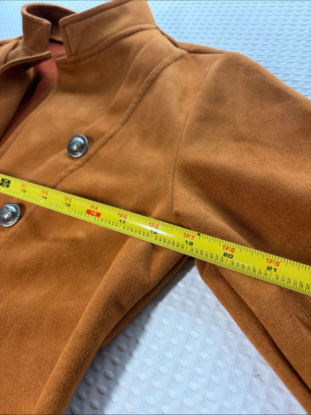 Brown orange Rust-Brown Double-Breasted Pea Coat - Picture 8 of 8